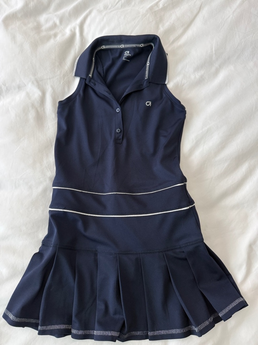 GAP Navy Blue Sleeveless Polo Tennis Dress with White Piping